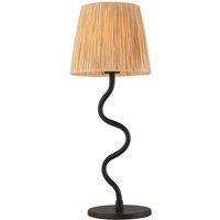 Netlighting Wriggle 1 Light Table Lamp Matt Black Natural Raffia