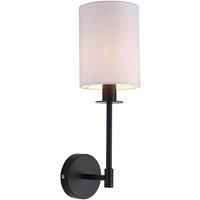 Netlighting Sancerre Wall Lamp with Shade Matt Black Vintage White Fabric 1x E14