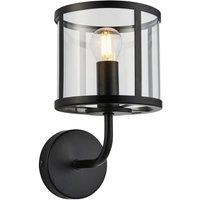 Netlighting Hopton Glass Shade Wall Lamp Matt Black