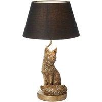 Netlighting Fox Base & Shade Table Lamp Vintage Gold Paint & Black Fabric