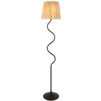 Netlighting Wriggle Floor Lamp with Tapered Shade Matt Black Natural Raffia 1x E27