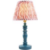 Netlighting Bibury Blue Table Lamp Pink Fabric Ripple Shade 20cm B22
