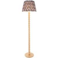 Netlighting Cane Bamboo Floor Lamp Grey Fabric Zigzag Shade 40cm E27