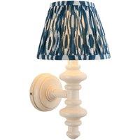 Netlighting Carnaby Almond White Wall Light Blue Fabric Ikat Shade 20cm B22