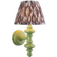 Netlighting Carnaby Green Wall Light Grey Fabric Ikat Shade 20cm B22