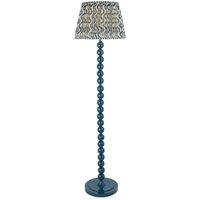 Netlighting Higgledy Gloss Blue Floor Lamp Blue Fabric Ripple Shade 40cm E27