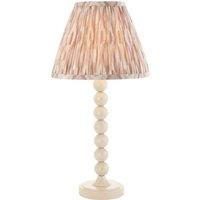 Netlighting Higgledy Gloss Almond White Table Lamp Fabric Ikat Shade 25cm E14