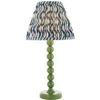 Netlighting Higgledy Gloss Green Table Lamp Blue Fabric Ripple Shade 25cm E14