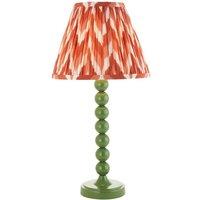 Netlighting Higgledy Gloss Green Table Lamp Orange Fabric Zigzag Shade 25cm E14