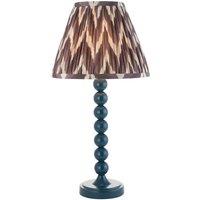 Netlighting Higgledy Gloss Blue Table Lamp Grey Fabric Zigzag Shade 25cm E14