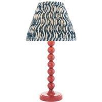 Netlighting Higgledy Gloss Pink Table Lamp Blue Fabric Ripple Shade 25cm E14