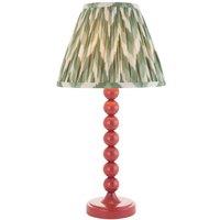Netlighting Higgledy Gloss Pink Table Lamp Green Fabric Zigzag Shade 25cm E14
