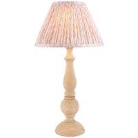 Netlighting Hidcote Wood Table Lamp Peach Fabric Leaf Shade 30cm B22 in Brown