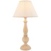 Netlighting Hidcote Wood Table Lamp Fabric Ivy Shade 30cm B22 in White