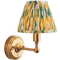 Netlighting Burley Rechargeable Yellow Wall Light Jade Fabric Ikat Shade 16cm