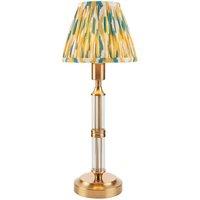 Netlighting Morton Rechargeable Table Lamp Yellow Jade Fabric Ikat Shade 16cm