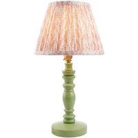 Netlighting Bibury Green Table Lamp Peach Fabric Leaf Shade 20cm B22