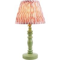 Netlighting Bibury Green Table Lamp Pink Fabric Ripple Shade 20cm B22