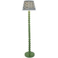 Netlighting Higgledy Gloss Green Floor Lamp Blue Fabric Ripple Shade 35cm E27