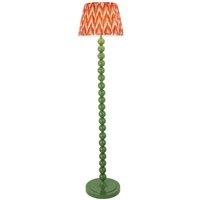 Netlighting Higgledy Gloss Green Floor Lamp Orange Fabric Zigzag Shade 35cm E27