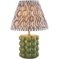 Netlighting Bobble Olive Green Glaze Table Lamp Grey Fabric Ripple Shade 25cm B22