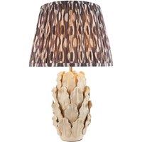 Netlighting Layered Leaf Ivory Table Lamp Grey Fabric Ikat Shade 35cm B22