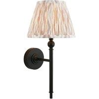 Netlighting Lille Matt Black Wall Light Fabric Ikat Shade 20cm B22