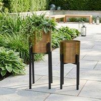 Garden Greatness Duo Iron Planter Pots with Stand