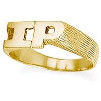 Jewelco London 9ct Gold Personalised Identity Barked Initial Ring | Size: Small