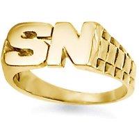 Jewelco London 9ct Gold Personalised Identity Bricked Initial Ring | Size: V