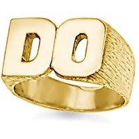 Jewelco London 9ct Gold Personalised Identity Barked Initial Ring | Size: Q