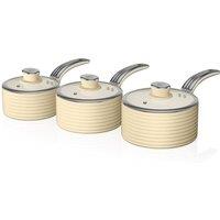 Swan Retro 3 Piece Saucepan Set in Cream