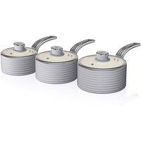 Swan Retro 3 Piece Saucepan Set in Grey