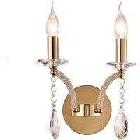 Netlighting Fiore Wall Lamp Switched 2 Candle Light French Gold Crystal
