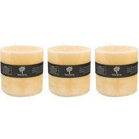 Nicola Spring Round 3 Wick Vanilla Pillar Candles - 130 Hours - Cream - Pack of 3 in Beige