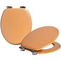 Harbour Housewares 2x Soft Close Toilet Seats - MDF Wooden Lid Easy Install Quite Close in Pale Orange