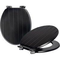 Harbour Housewares 2x Soft Close Toilet Seats - MDF Wooden Lid Easy Install Quite Close in Black