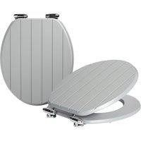 Harbour Housewares 2x Soft Close Toilet Seats - MDF Wooden Lid Easy Install Quite Close in Grey