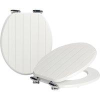 Harbour Housewares 2x Soft Close Toilet Seats - MDF Wooden Lid Easy Install Quite Close in White