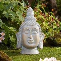 mysmartbuy Buddha XL - Serene Gold Garden Feature for Paths & Borders - 50 cm in Light Grey