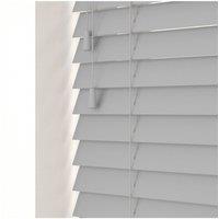 New Edge Blinds Smooth Finish Faux Wood Venetian Blinds with Strings 120cm Drop in Light Grey | Size: 140 cm