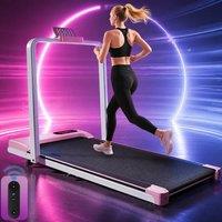 Merax Home Folding Treadmill with Handrail & Adjustable Incline in Pink