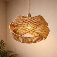 Voltico 30cm Rattan Ring Pendant Lampshade Handwoven Wicker Ceiling Shade in Brown