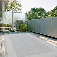THE RUGS Outdoor Indoor Grey Bordered Rug Weatherproof Jet Washable | Size: 140 cm x 200 cm