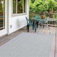 THE RUGS Outdoor Indoor Grey Plain Rug Weather Resistant Jet Washable | Size: 140 cm x 200 cm