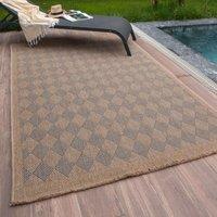 THE RUGS Jute Looking Diamond Design Outdoor Rugs in Blue Garden Nature 5300B | Size: 80 cm x 150 cm