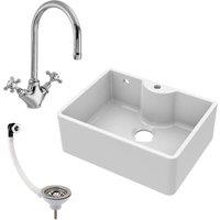 Balterley Fireclay 1 Bowl Butler Sink OverflowTap Waste 595mm in White