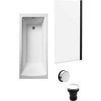 Balterley Square 1700x700 Bath Set - Leg Set, Black Screen & Chrome Waste in White