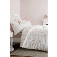 Bianca 'Vintage Rosebud Lace' 200 TC Cotton Reversible Duvet Cover Set in Cream | Size: King