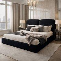 Desire Deco Designer Plush Velvet Alessia Upholstered Bed Frame in Black | Size: Small Double